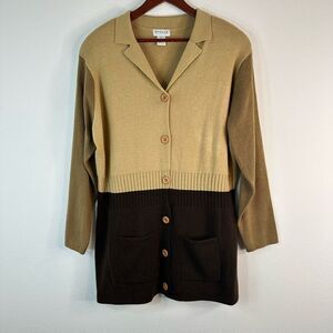 Vintage Avenue Collection Brown Colorblocked Boyfriend Cardigan Sweater Women 2X